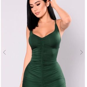 Shanghai Ruched Dress- Hunter Green Dress